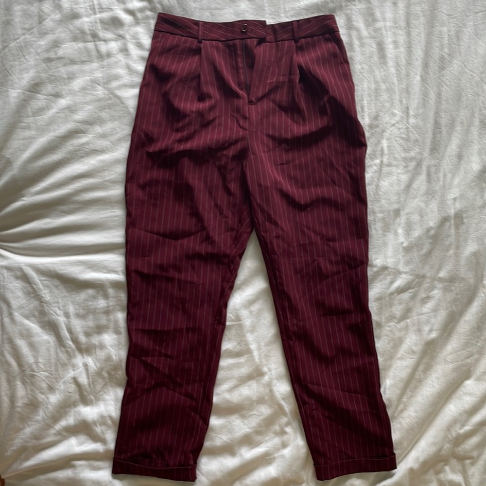 Maroon PinStripped Trousers